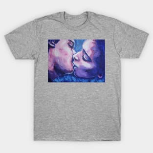 Lovers - Kiss In Pink And Blue T-Shirt